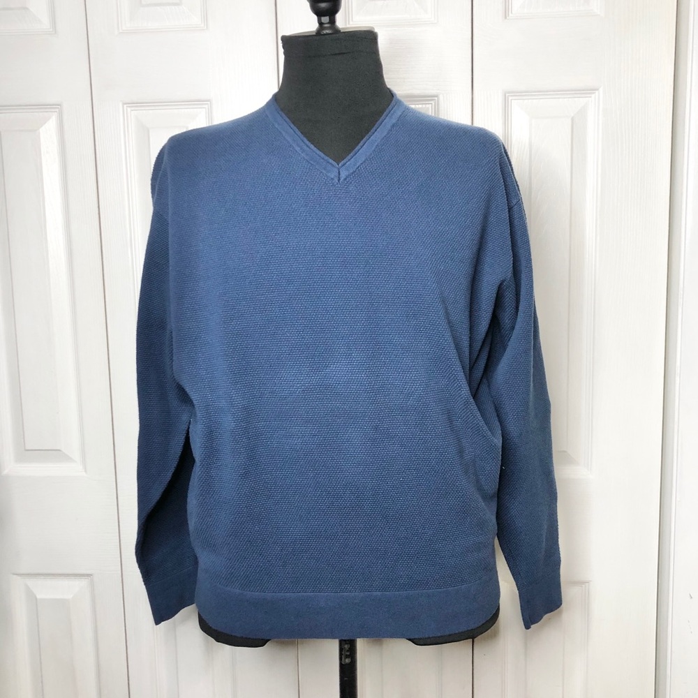 Pendleton v-neck popcorn stitch cotton sweater